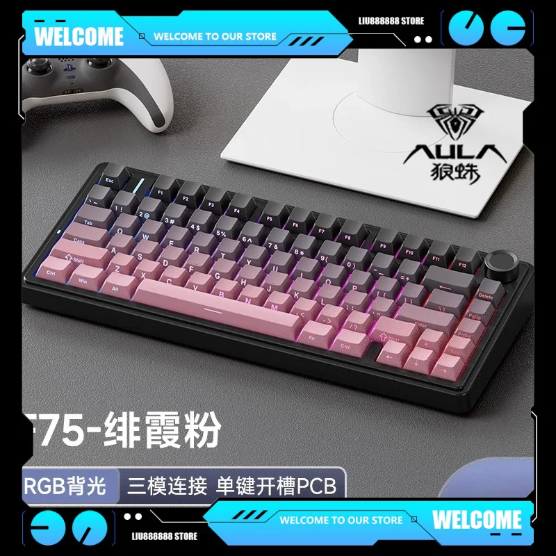 

AULA F75 Reaper Crescent Switch Mechanical Keyboards RGB Backlight Hot Swap Gaming Customize Three Mode Keyboard E-sports Gift