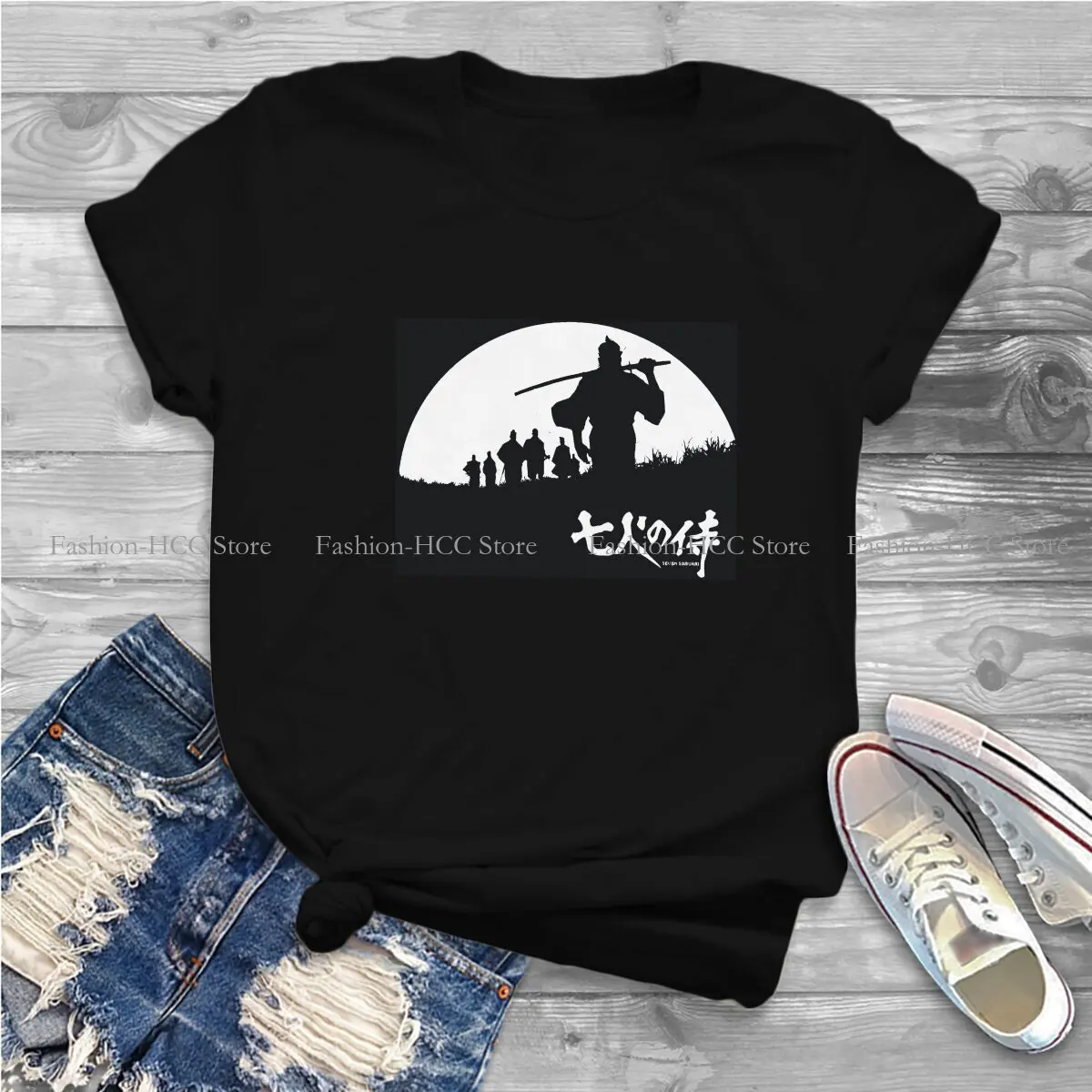 Samurai Polyester TShirt for Women Under The Moonlight Basic Summer Sweatshirts T Shirt Novelty Trendy