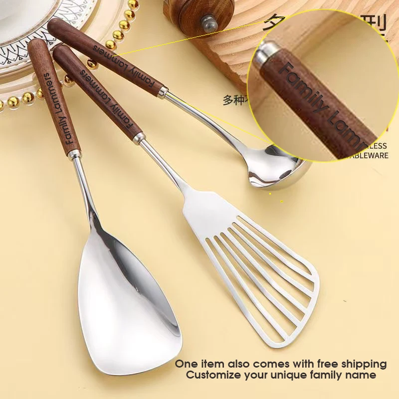 8pcs Stainless Steel Walnut Handle Cutlery Set Dinnerware Clamp Western Tableware Knife Fork Tea Spoon Shovel Kitchen Cook Tool