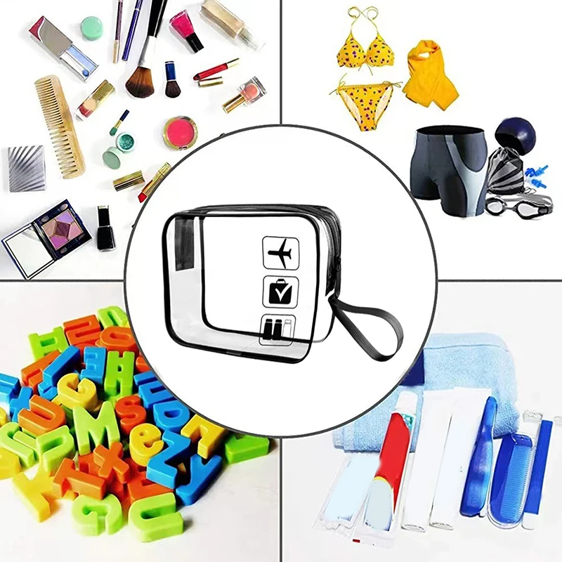 Bolsa de cosméticos HH, 1 Uds., bolsas de artículos de tocador transparentes, bolsa compatible con aerolínea, bolsa de aseo, práctica bolsa de aseo de viaje