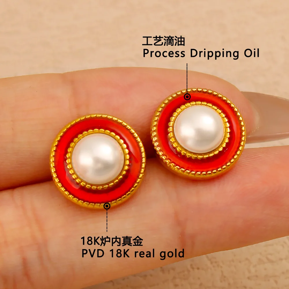 DIY accessories Retro French light luxury high-end pearl drip earrings spring and summer temperament celebrity stainless steel p