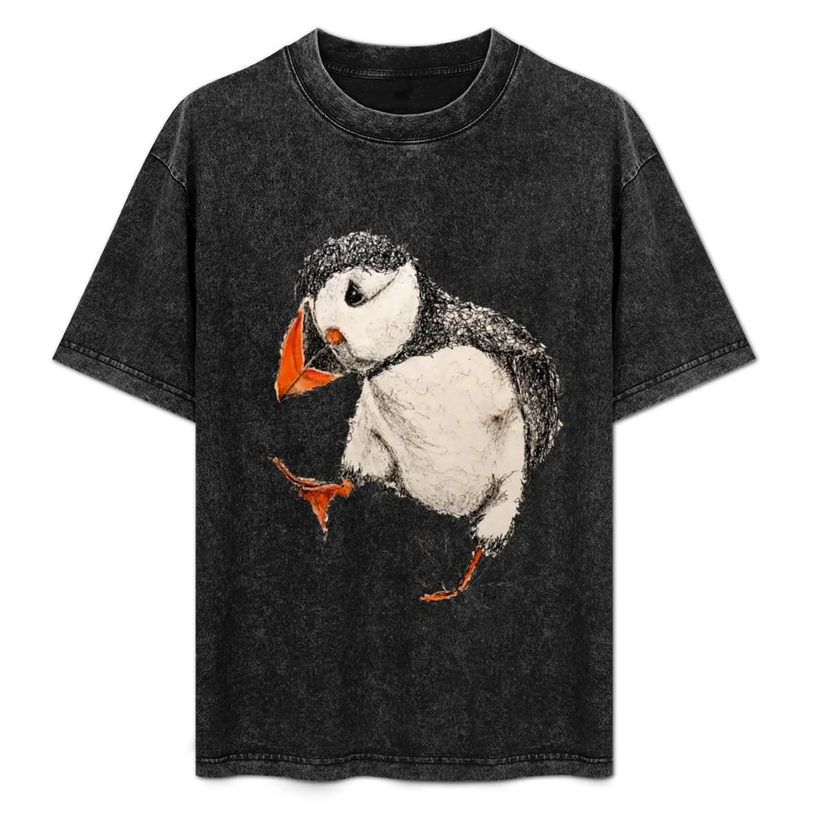 

Abstract Pen and Watercolor Puffin T-Shirt blacks tops Aesthetic clothing fitted t shirts for men