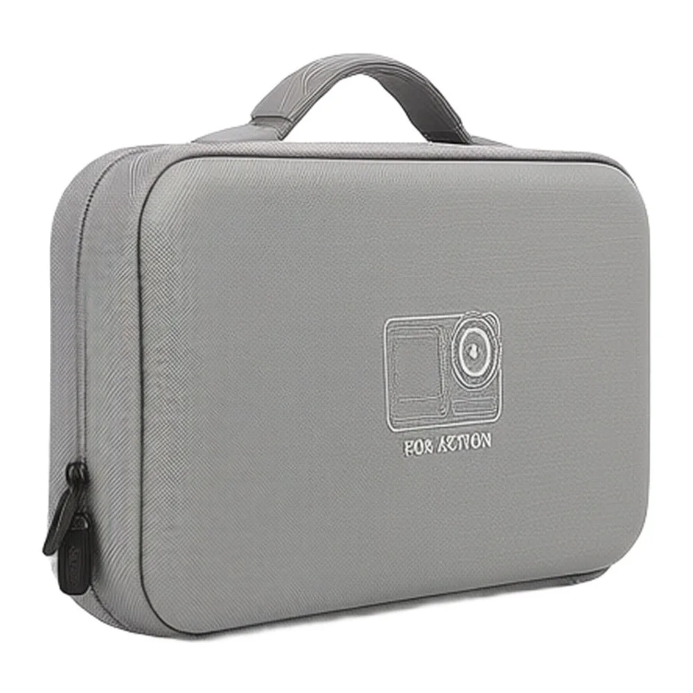 Lightweight Gray Camera Pouch For DJI Action 6 And Action 5 Pro With Hard Shell Protection Portable Storage Bag For Travel