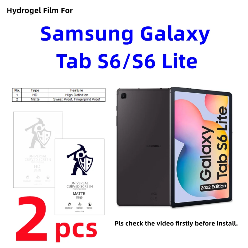 

2pcs Matte Hydrogel Film For Samsung Galaxy Tab S6 Lite HD Screen Protector For Galaxy Tab S6 Clear/Frosted Protective Film