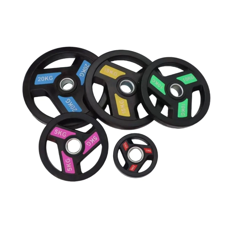 

Factory Direct Sales Commercial Gym Fitness Training Barbell Discs /plate 3 Holes Black Rubber Coated Weight Plate
