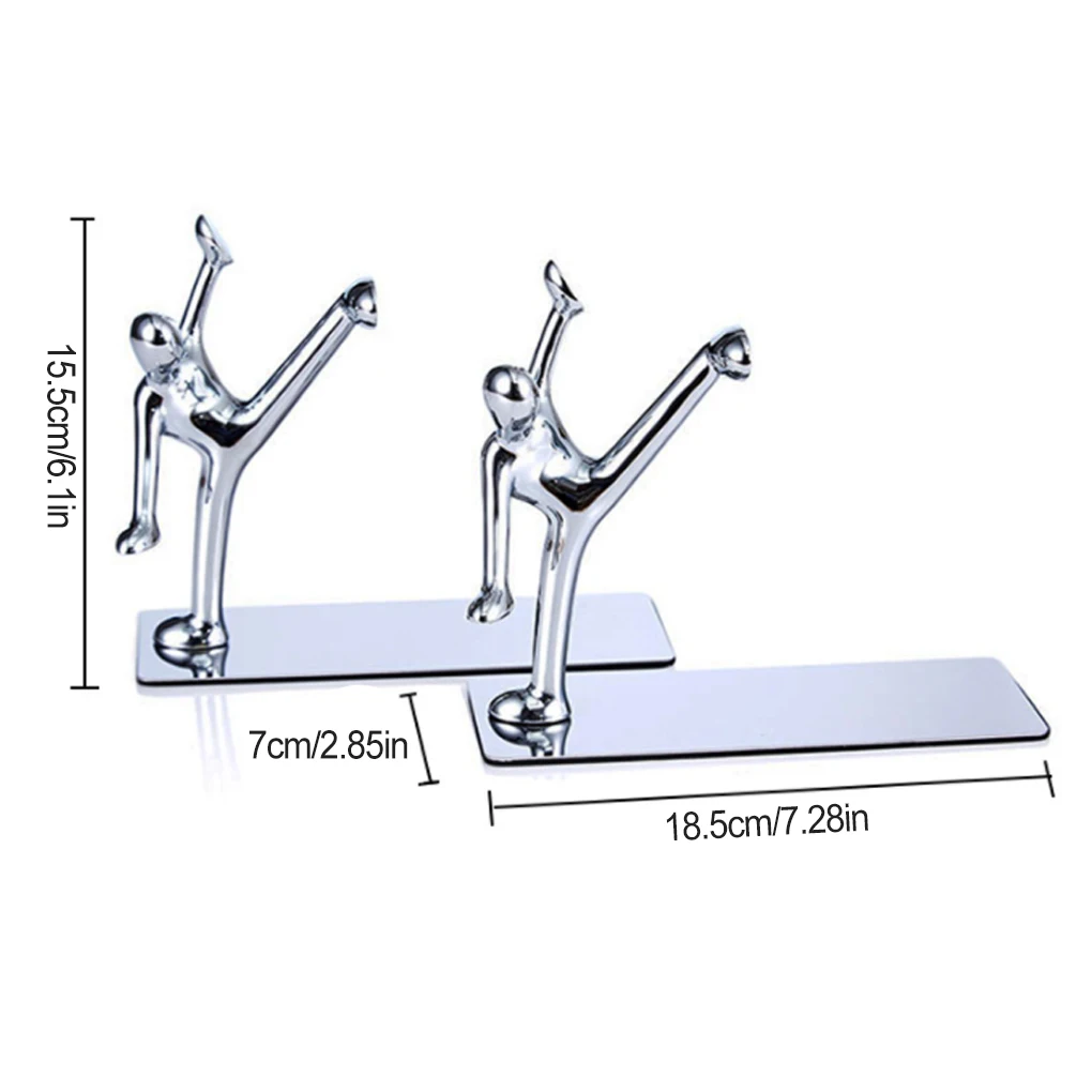 1 Pair Bookend Stainless Steel Book End Stand Magazines Stopper Support