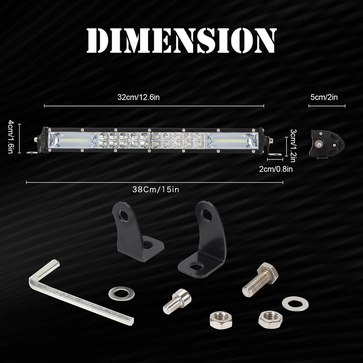 شريط إضاءة LED، 15 بوصة 120 وات أضواء العمل على الطرق الوعرة أضواء القيادة ضوء الضباب للشاحنات ATV UTV SUV قارب بيك اب