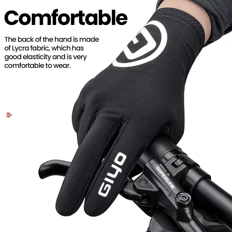 Giyo Extra Thick Full Finger Road Cycling Gloves Thermal Fleece Outdoor Sports Long Mittens Touch Screen MTB Winter Autumn Glove