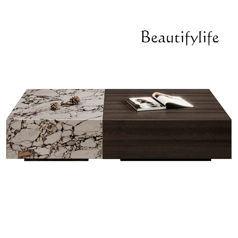 

High-end marble walnut coffee table living room high-end Nordic modern home designer coffee table