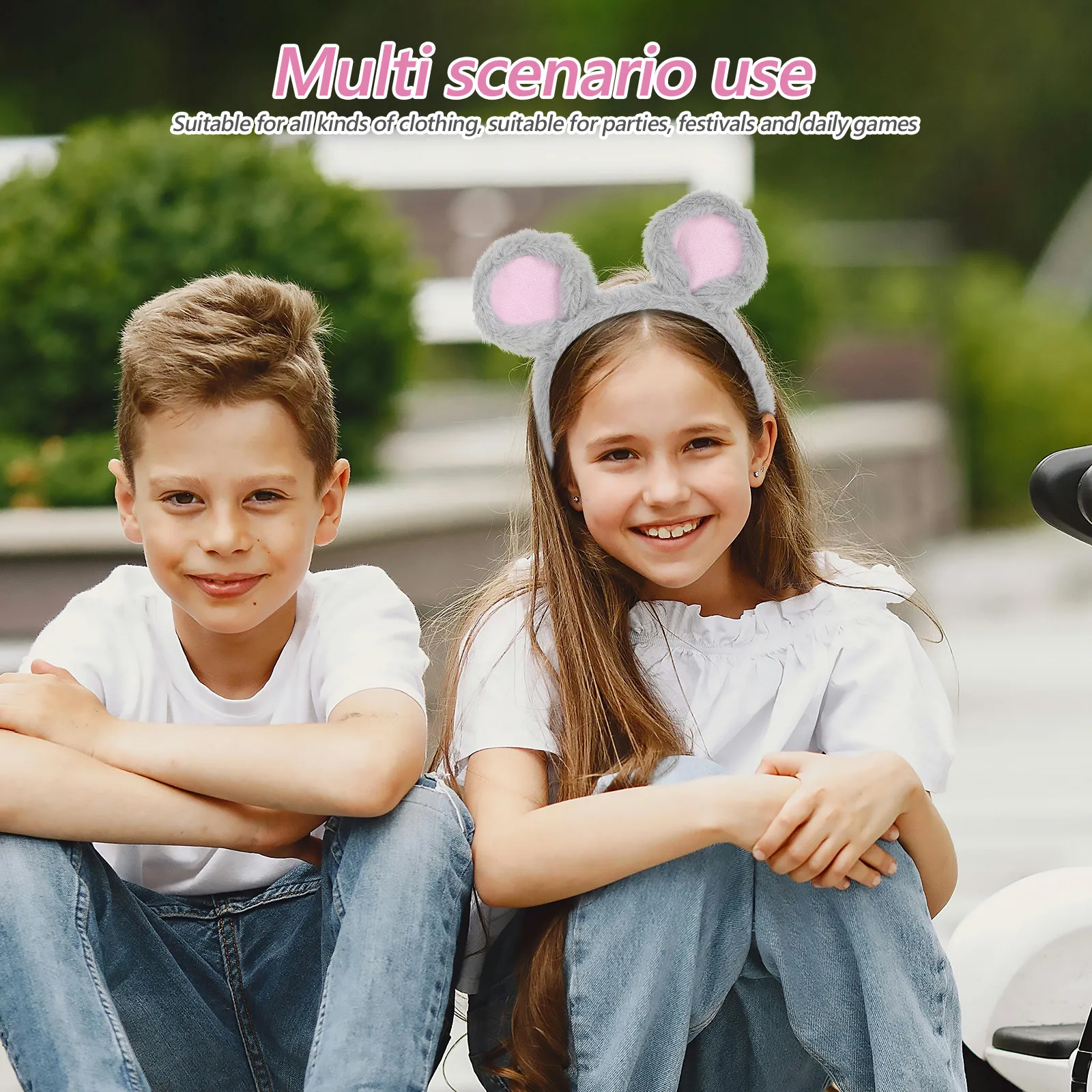 

Children Cartoon Headband Soft Mouse Ears Headband Lightweight Adjustable for Kids Party Halloween Cosplay Dress Up Accessory