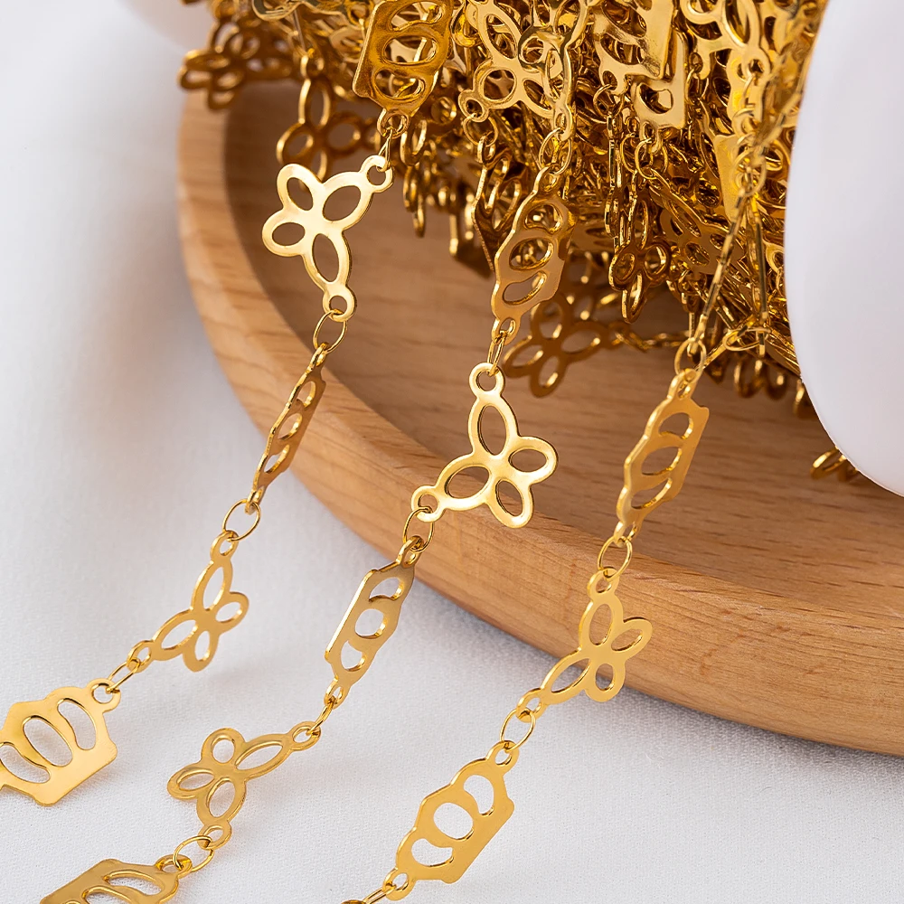 

1M/Lot Stainless Steel Simple Basic Crown Butterfly Handmade Jewelry Chains For DIY Women's Necklaces Bracelets Chains Wholesale