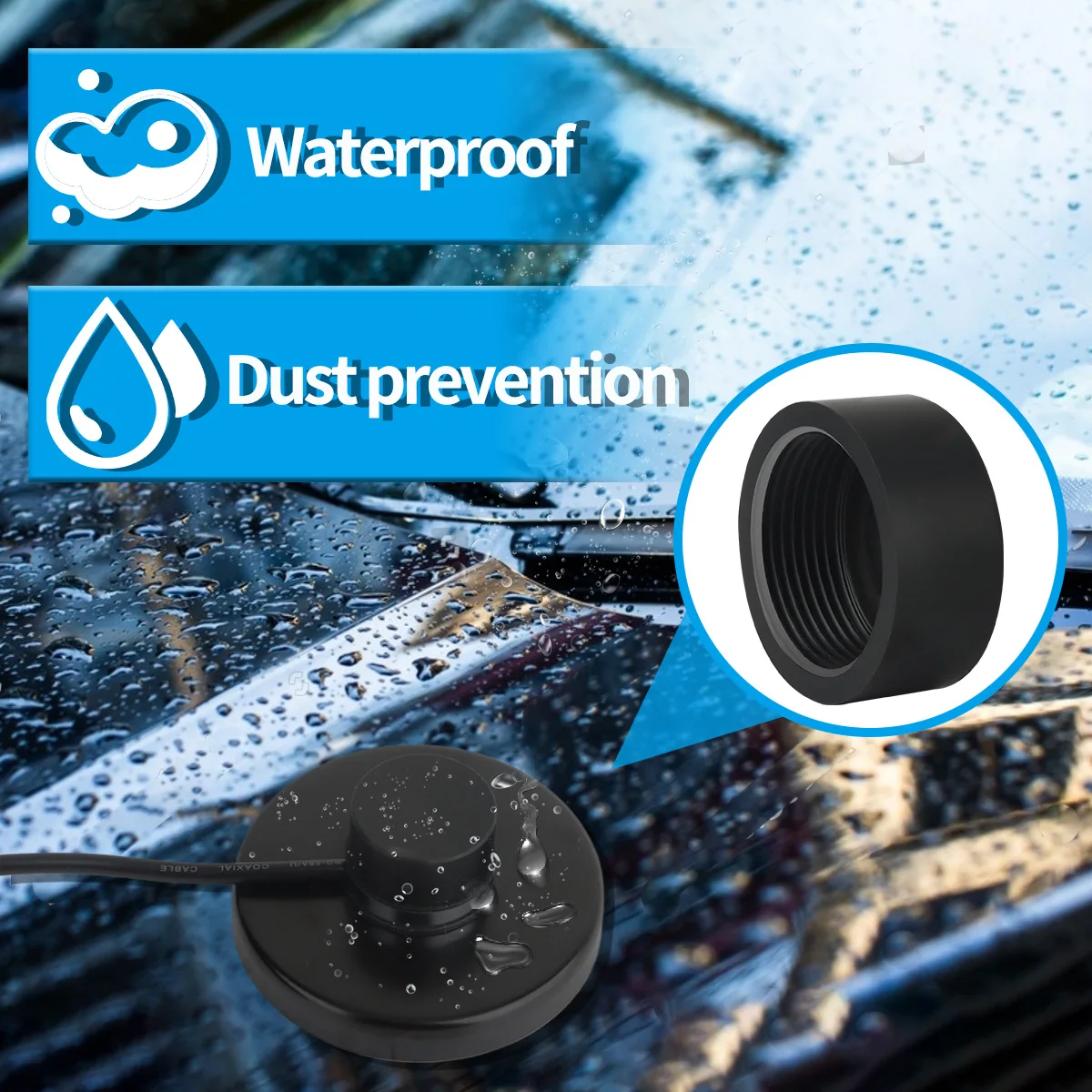 ABBREE NMO Antenna Mount Cap Waterproof with O Ring Seal Dust Weather Rain Cover Protective Interface Black durable plastic