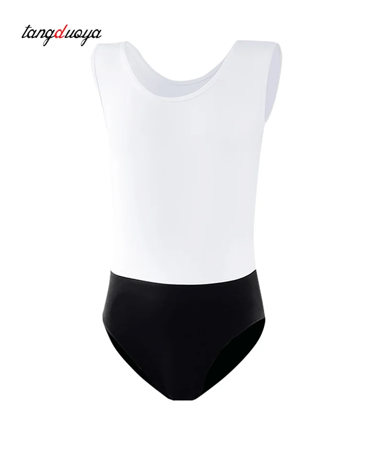 Boys Man Dance Leotards Black White Matching Jumpsuit Sports Workout Bodysuit Ballet Singlet Fitness Jumpsuit Underwear - view 6