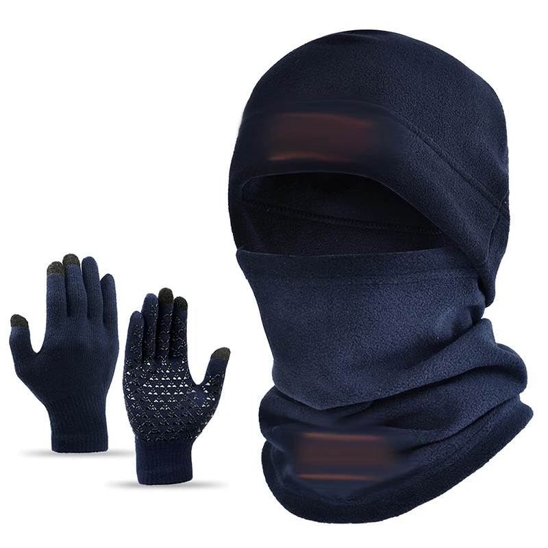 قبعات الخريف والشتاء الدافئة، القفازات، قبعات ركوب الخيل، قبعات المشي لمسافات طويلة سميكة مقاومة للبرودة للرجال والنساء، مجموعات من ثلاث قطع