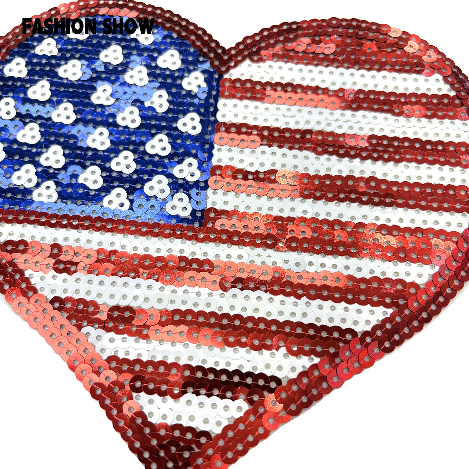 Flag Heart-Shaped Five-Pointed Star Sequin Embroidery Patch, Iron-On or Hand-Sewn, Clothing DIY Accessories, Sweatshirt T-Shirt Sweater Hat Decoration Patch
