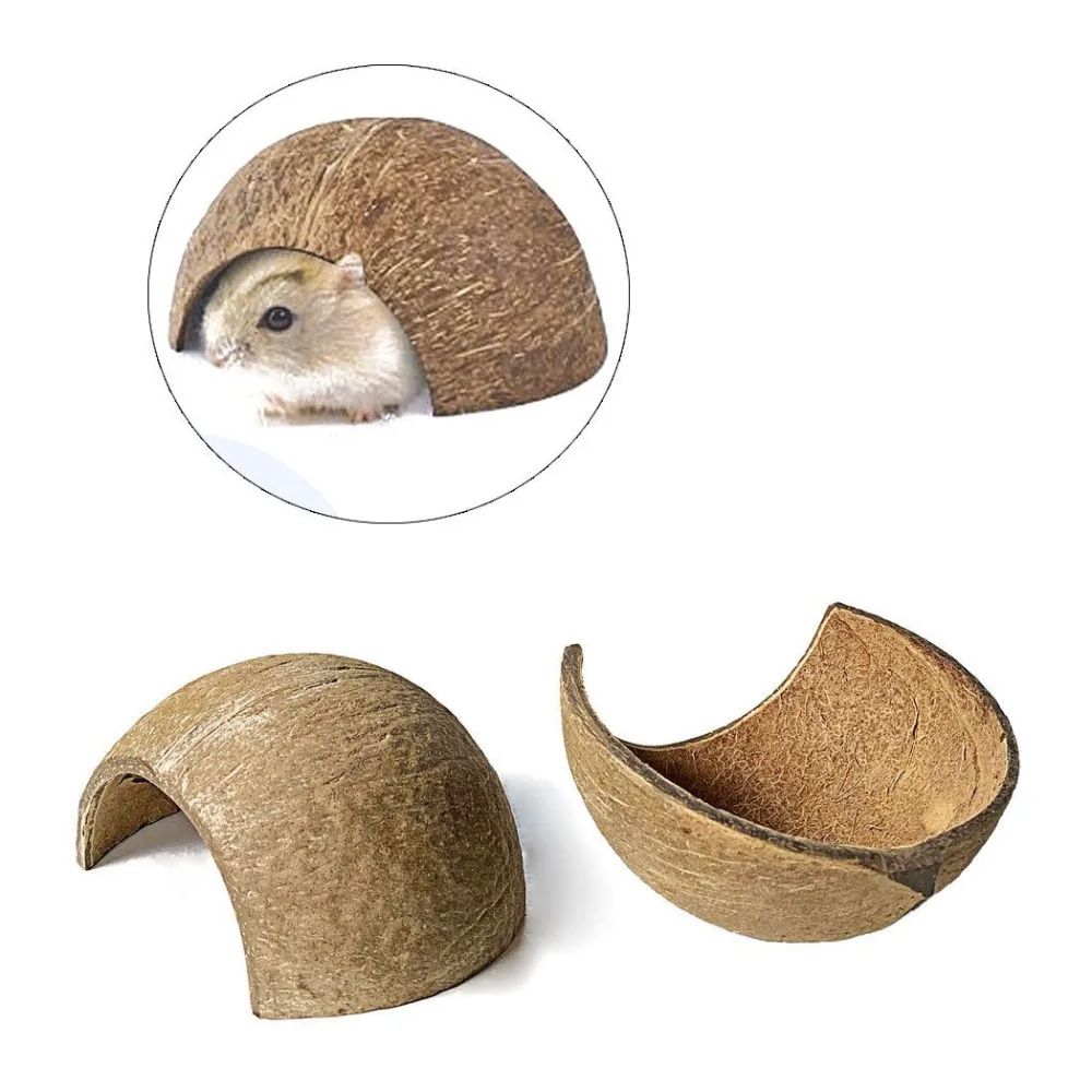 منزل الهامستر الطبيعي قشرة جوز الهند الهامستر عش مخبأ بيت الحيوانات الأليفة للدب الذهبي الهولندية الفئران السنجاب عش نوم الحيوانات الأليفة الصغيرة