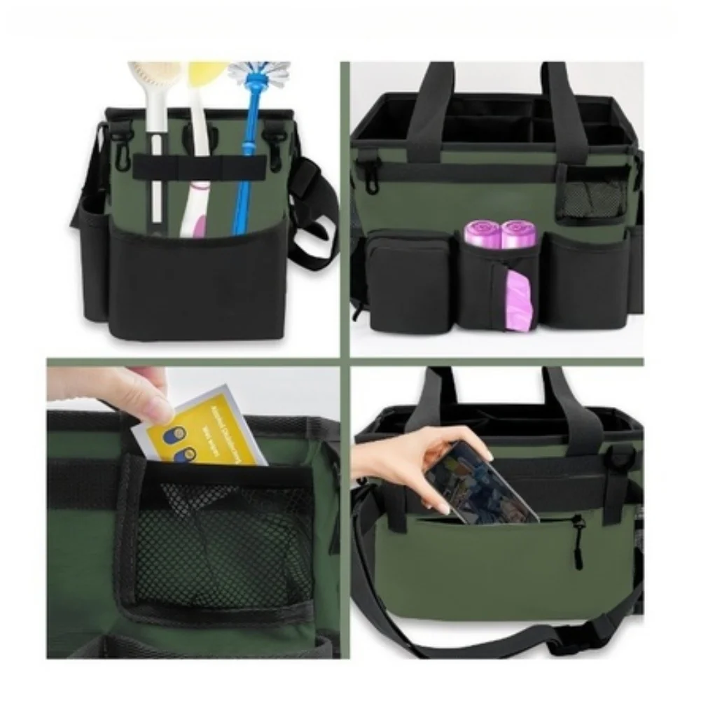 Cleaning Bag with Thoughtfully Positioned Pockets and Main Compartment Dividers to Maintain Order During Active Use