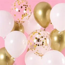 Confeti dorado y plateado de látex para fiesta de cumpleaños, Globos dorados para Baby Shower, adornos metálicos para boda