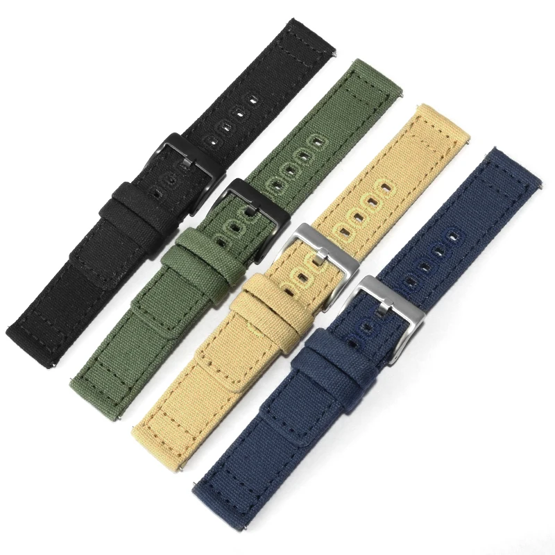 General Brand Canvas Watch Strap With 20/22mm Flat Interface Nylon Watch Belt