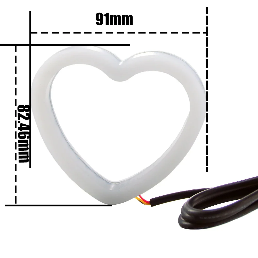 2pcs Heart-Shaped RGB Angel Eyes Halo Light Bluetooth App Control With with Amber Turning Light Car Light Accessories