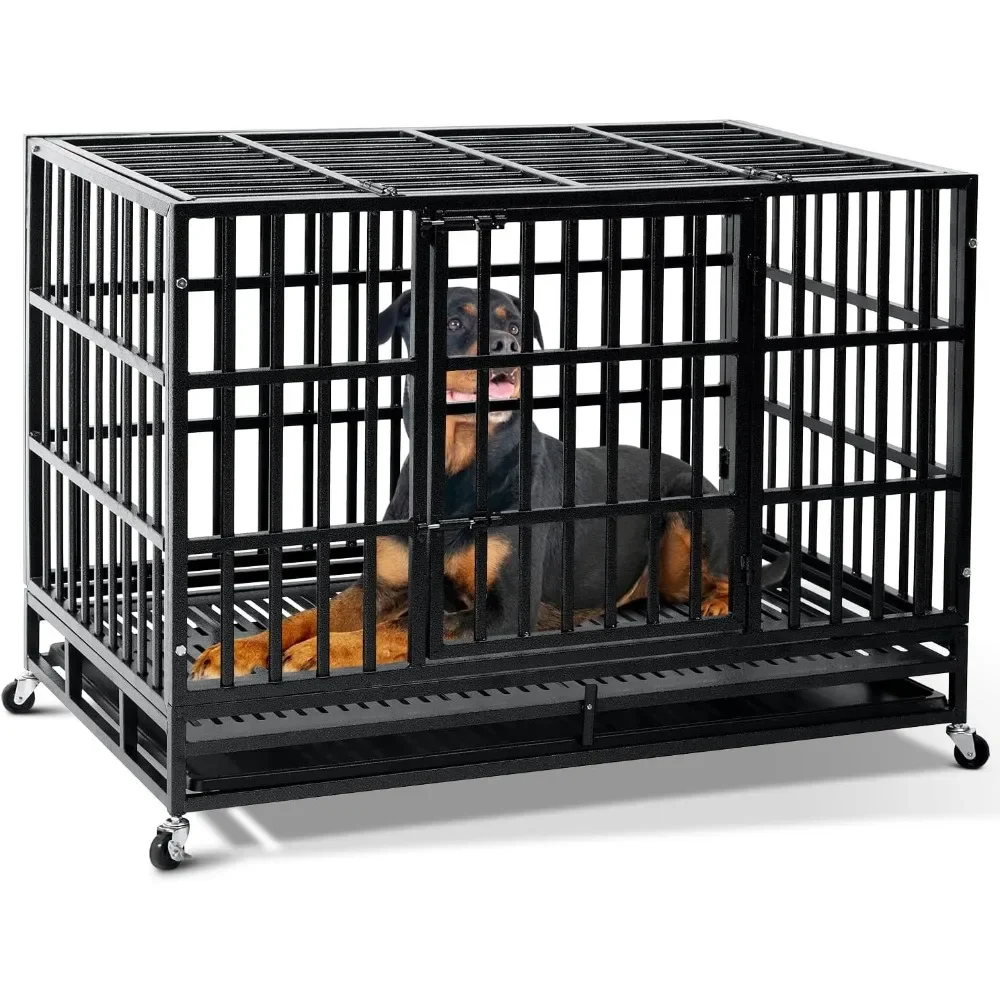 Heavy Duty Indestructible Dog Crate,2024 New Upgraded Reinforced Baseplate for Large Dogs,XL Dog Crate for High Anxiety