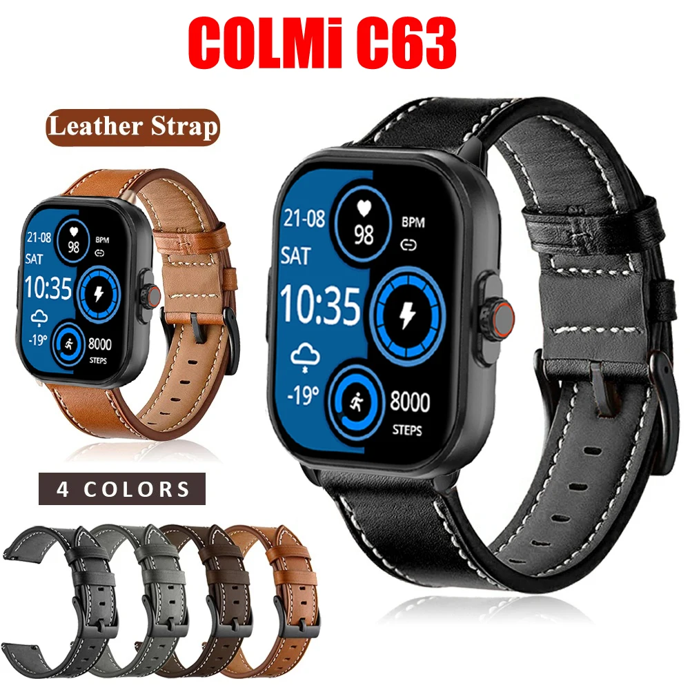 22mm Leather Strap for COLMi C63 C81 Smart Wriststrap Quick Releas Bracelet for COLMi C81 Watches Accessories