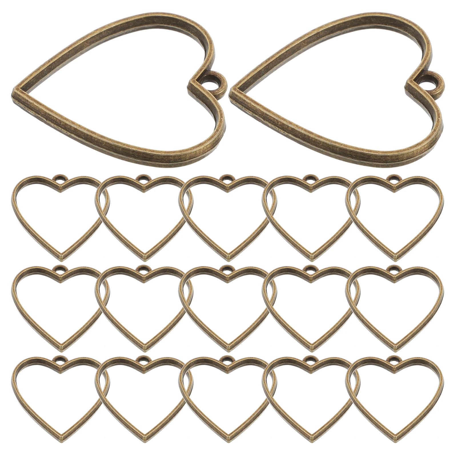 

20pcs Diy Heart Shaped Pendant Jewelry Supplies Romantic Durable Frame Resin Earring Embellishments Hollow Bezels Keyring Moulds