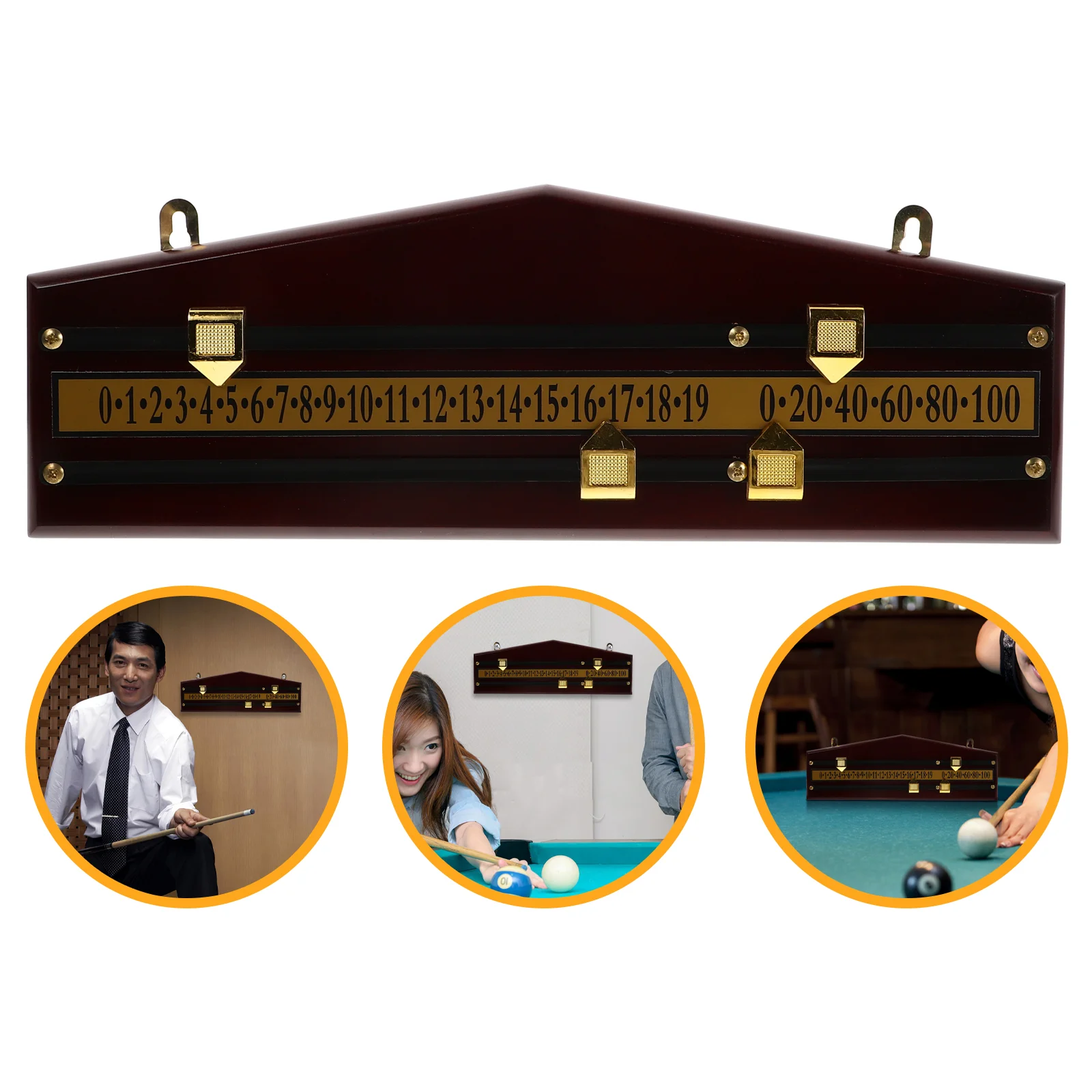 Professional Wooden Snooker Scoreboard Billiard Score System Pool Table Score Keeper Referee Gear Scoring Device for Tabletop Ga