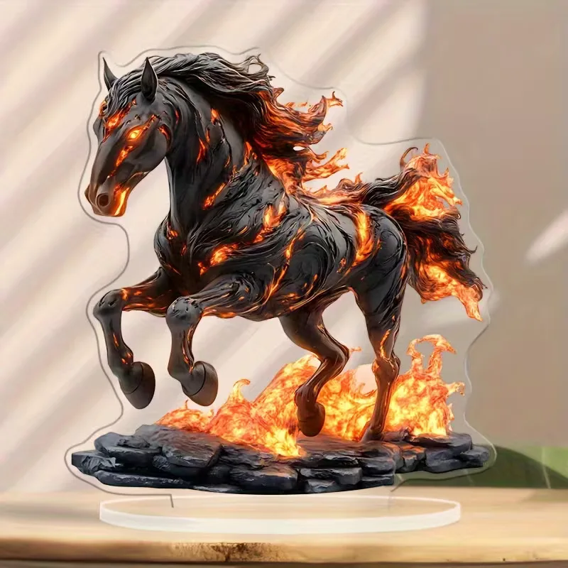 1 Bohemian Style Acrylic Horse Pattern Statue - Desktop Art Decoration, Symbol of Wealth and Prosperity, New Year Gifts, 2D Flat view 4
