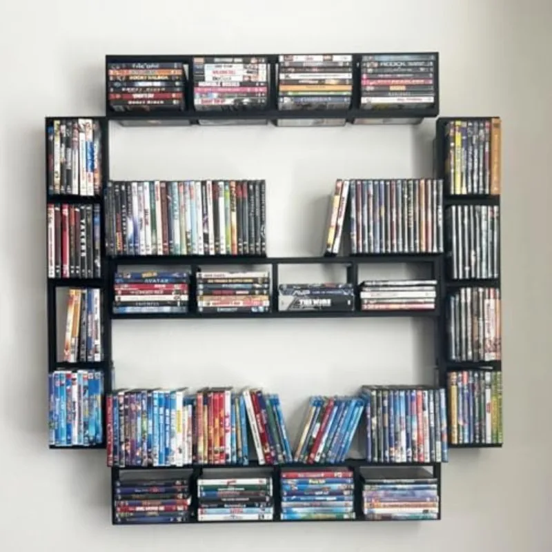 5Pcs Wall Mount 34 Inch Media Storage Rack, CD DVD Organizer Metal Shelf, Open Kids' Bookshelf, for Store CD DVD and