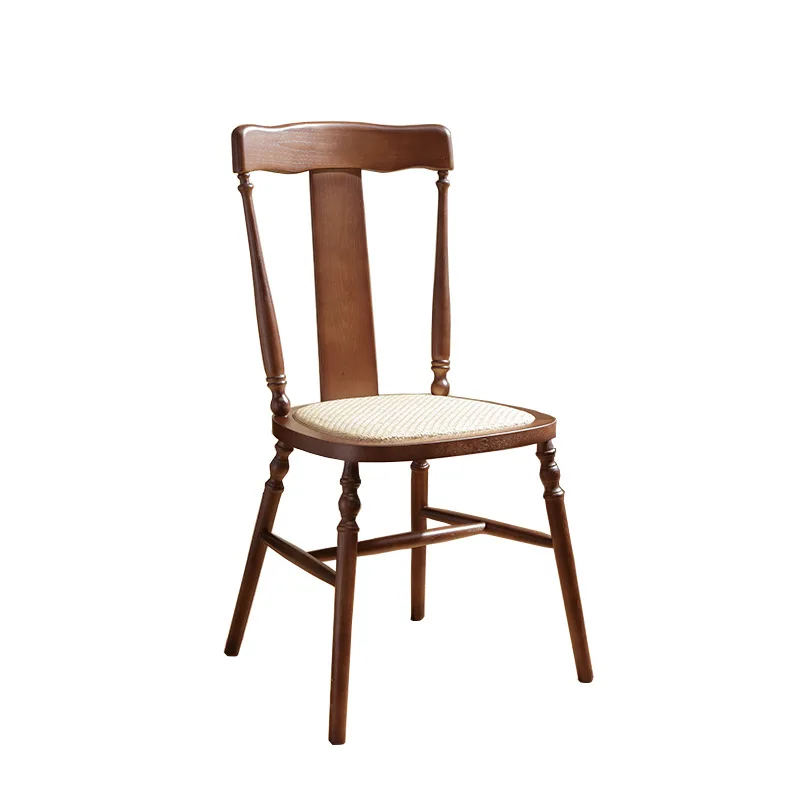 

New Arrival New Arrival American Country Antique White Wax Wooden Dining Chair Solid Wood With Backrest For Home Hotel Cafe For