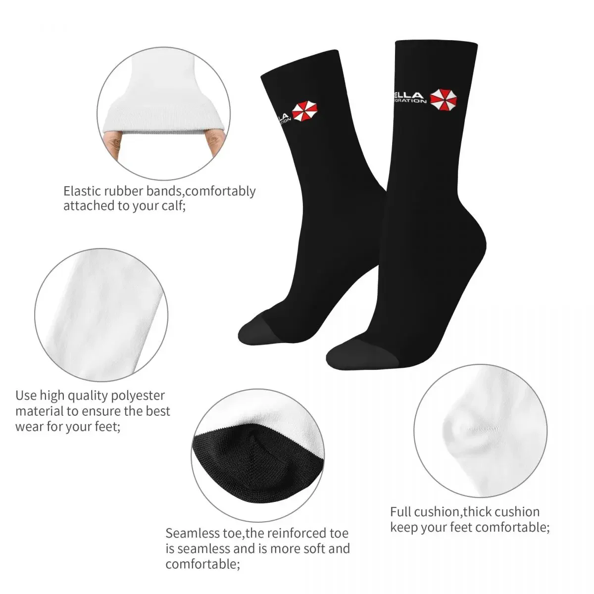 Casual Umbrella Corporation Basketball Socks 3D Printing Middle Tube Socks for Women Men