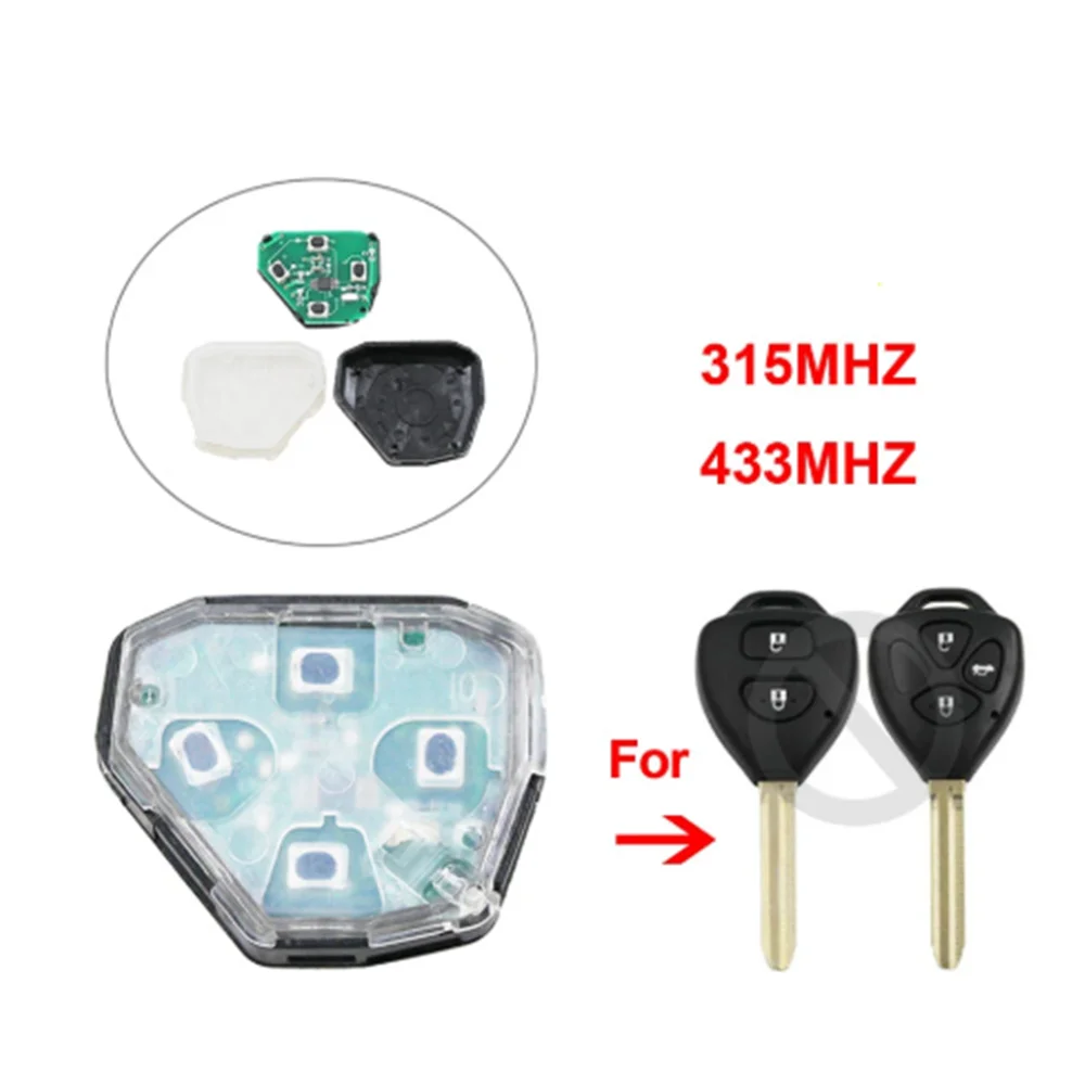 3pcs Internal Assembly of Remote CarKey Fob forToyota Camry Corolla Prado RAV4 Vios Hilux Yaris 315MHz/433MHZ Transmitter Core