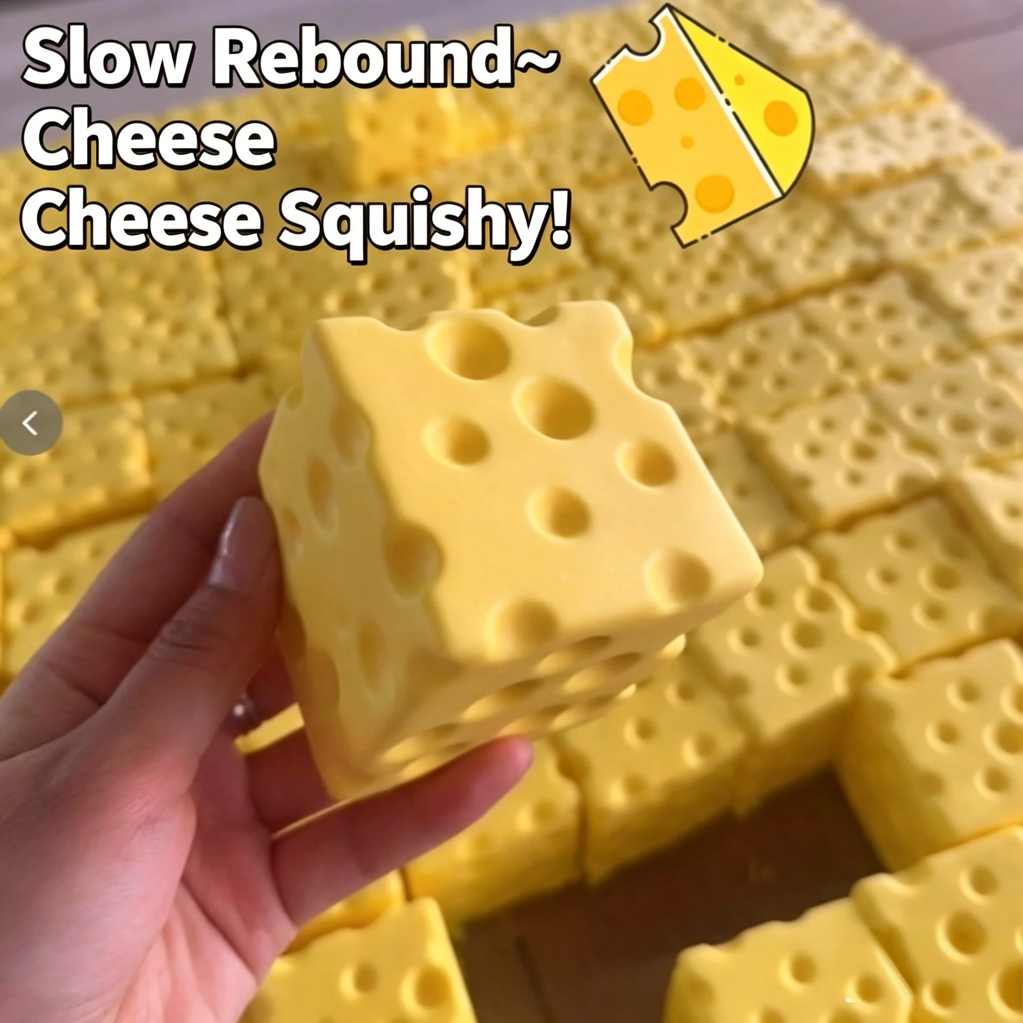 Dark Yellow Cheese Cube Stress Ball Slow Shapeable Squeeze Ball Rebound Sensory Fidget Toys for  and Adults Relaxing Gifts