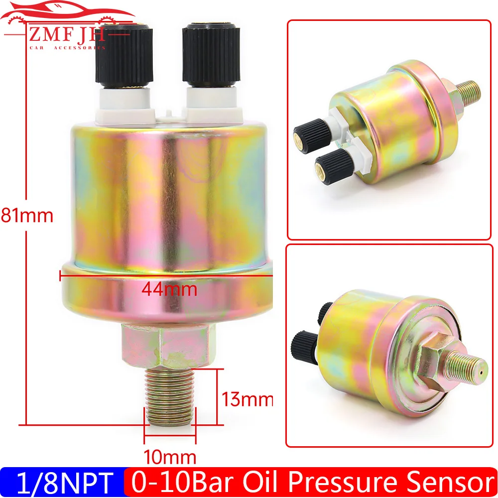 Universal Oil Pressure Sensor 0-5BAR 0-10BAR 1/8NPT Diesel Generator Part 10mm Stainless Crew Plug Alarm Oil Pressure Sensor