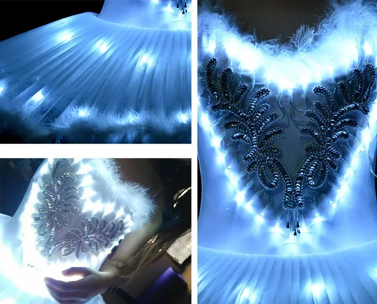 Professional Ballet Tutu Led Swan Lake Adult Ballet Dance Clothes Tutu Skirt Women Ballerina Dress For Party White Ballet Dress