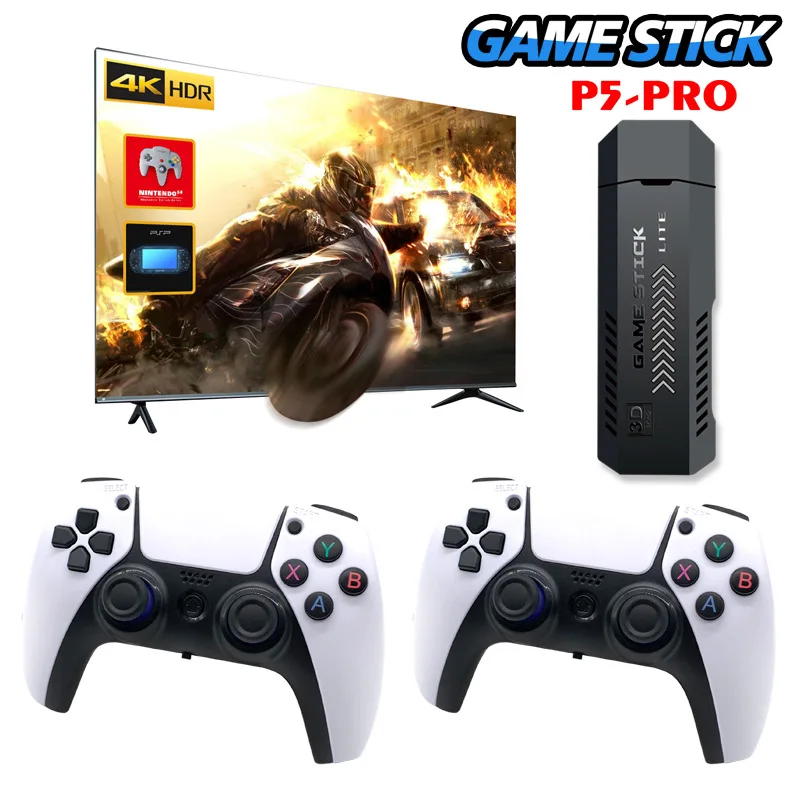 P5 PRO Video Game Console 64GB/128GB 40000 Free Games HD TV Game 3D Two Gamepads ForPS1/PSP/MAME Arcade Gaming Stick