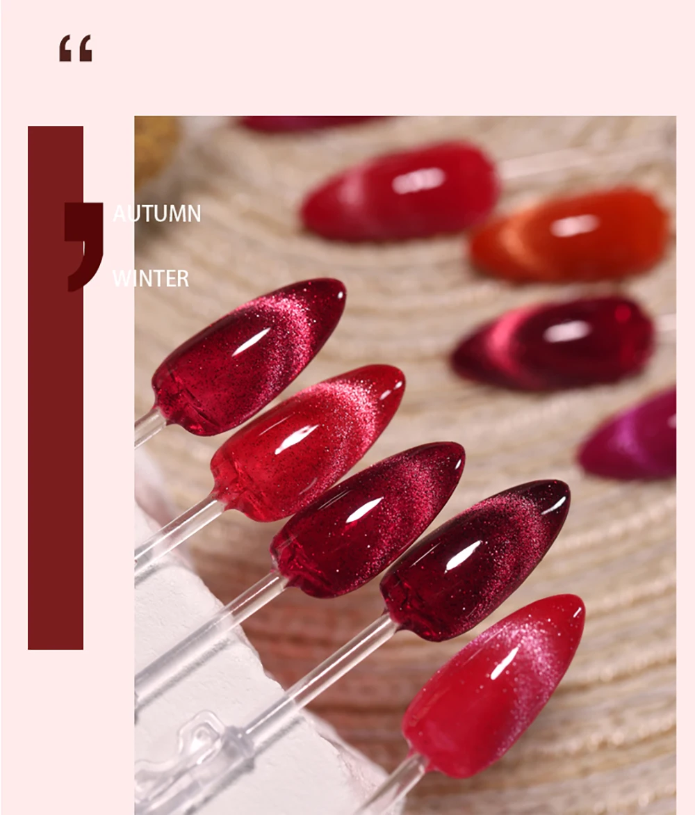 Vendeeni 10 Farben Roter Glitzer Gebrochener Diamant Katzenaugen-Gel-Nagellack Reflektierender Effekt Magnetischer Blitz UV-Soak-Off-Gel-Lack – Detail 7