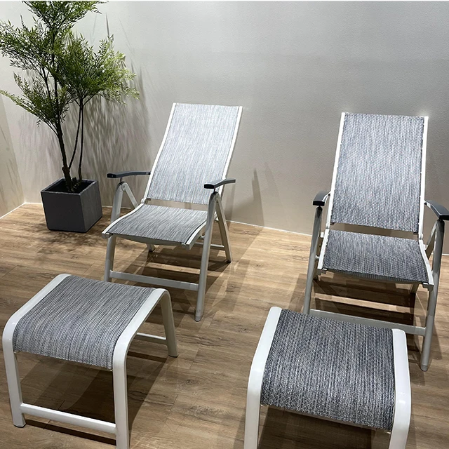 

Modern Outdoor Furniture Aluminum Furniture Mesh Waterproof Fabric Reclining Beach Sun Lounger