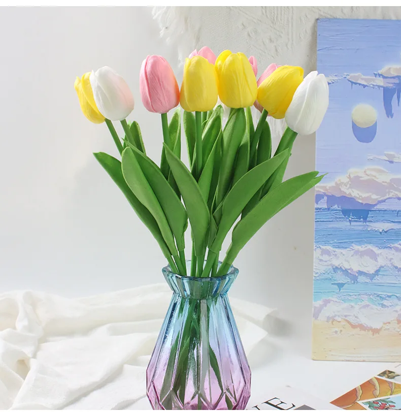 

Tulip Simulation Flower Wedding Simulation Flower Bouquet Shooting Props Home Living Room Decoration PU Simulation Flower Wholes