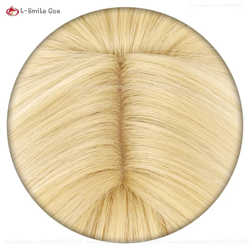 Candy 2025HSR Aglaea Gold Farbverlauf Gelb 35 cm Lockige Perücken Hitzebeständige Synthetische Haar Halloween Anime Cosplay Perücke