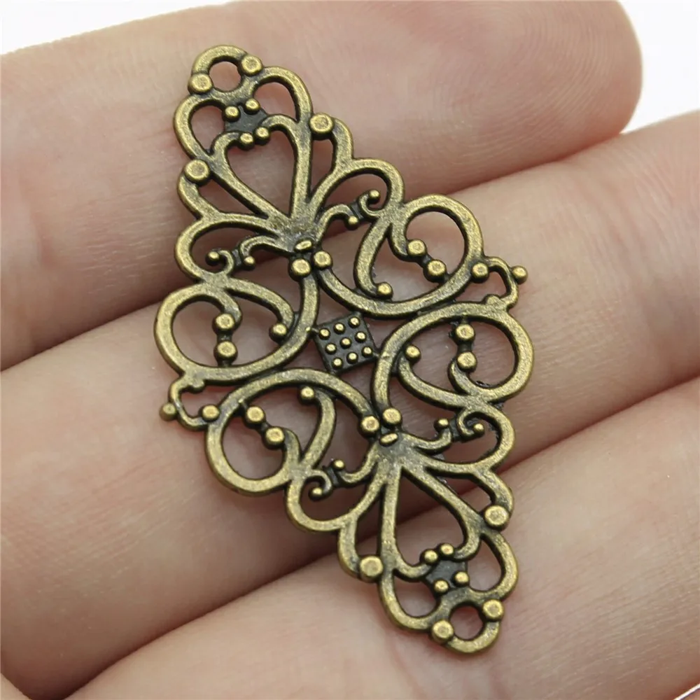 80pcs 41x25mm Filigree Connector Motif For Bracelet Making Connector Flower Charm For Jewelry Making