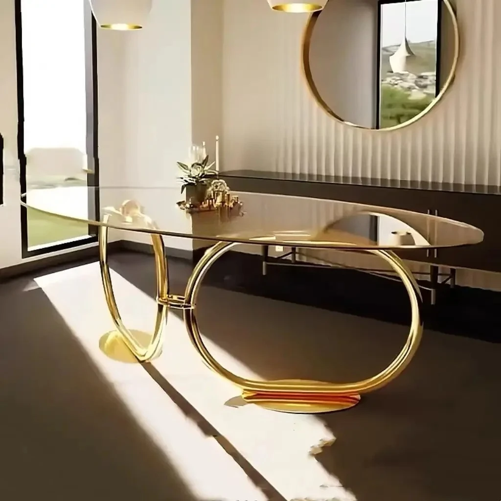 X0 Tavolo da pranzo in vetro temperato di lusso leggero italiano nuovo soggiorno piccolo appartamento casa moderna tavolo da pranzo creativo
