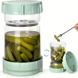 1pc Food Reversible Pickle Jar Large Capacity 52.9 Ounce Strainer Flip Pickle Jar With Leak Proof Container