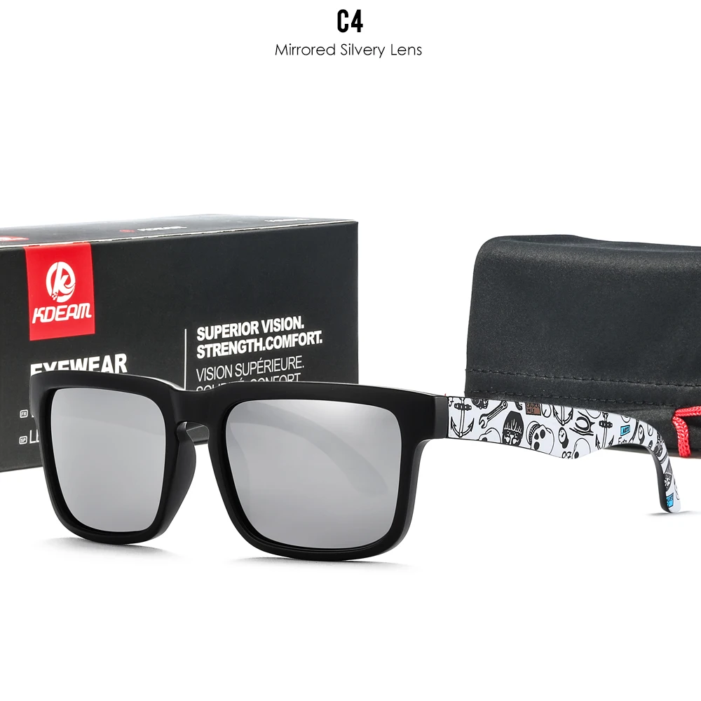 KDEAM Polarisierte Quadratische Sonnenbrille für Herren, Anglerbrille mit 5-Tank-Metallscharnieren – Detail 10