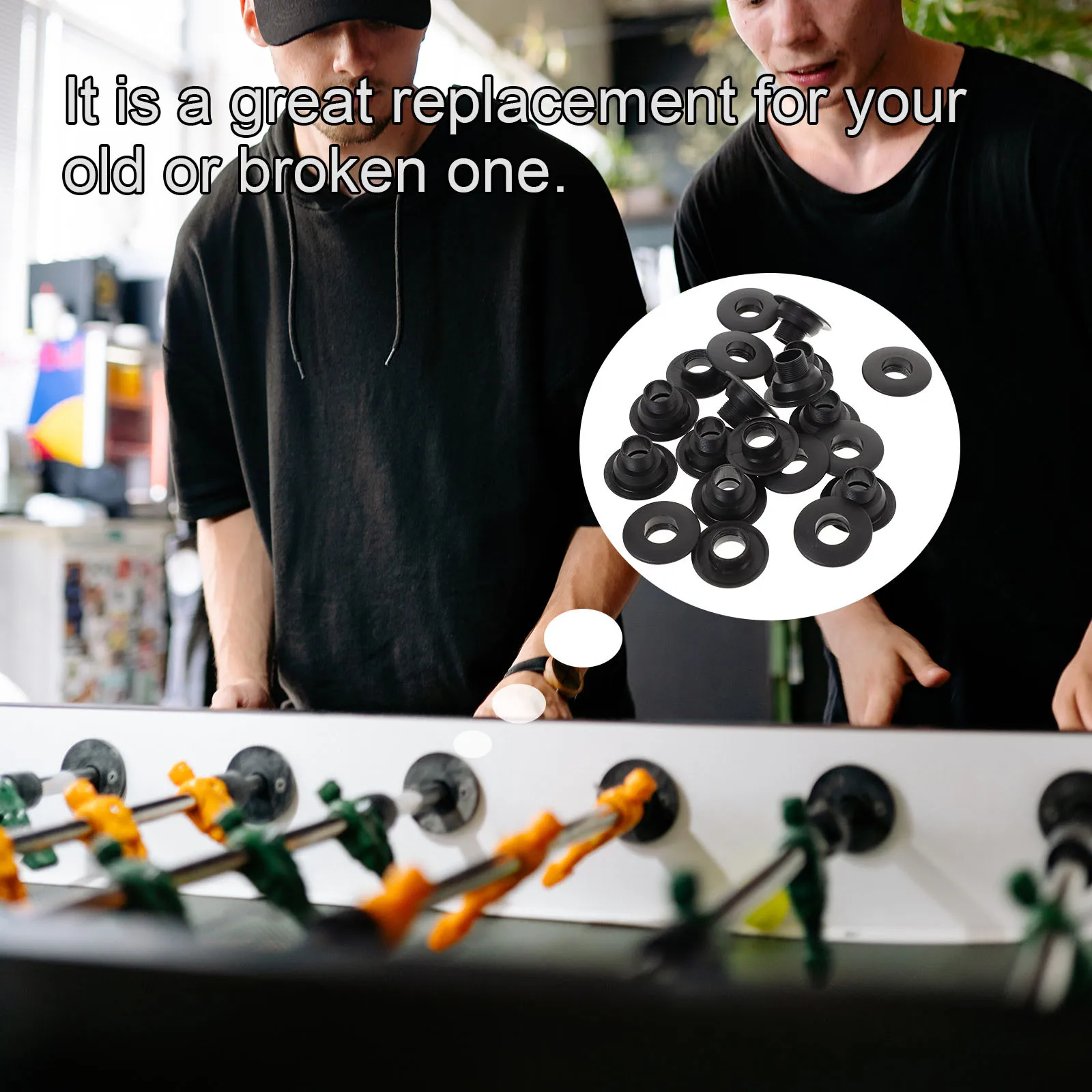 

10 set Foosball Machine Accessories Black Plastic Threaded Bushing No Screws Required Durable Replacement For Table Football