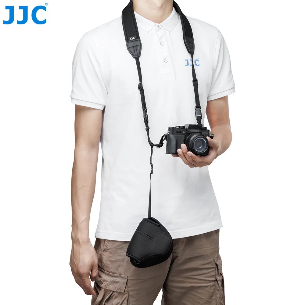 JJC Soft Neoprene Camera Pouch Compact Bag Protector with Anti-Lost Inner Strap for Sony ZV-E10 A6500 A6400 A6300 A6100 A6000