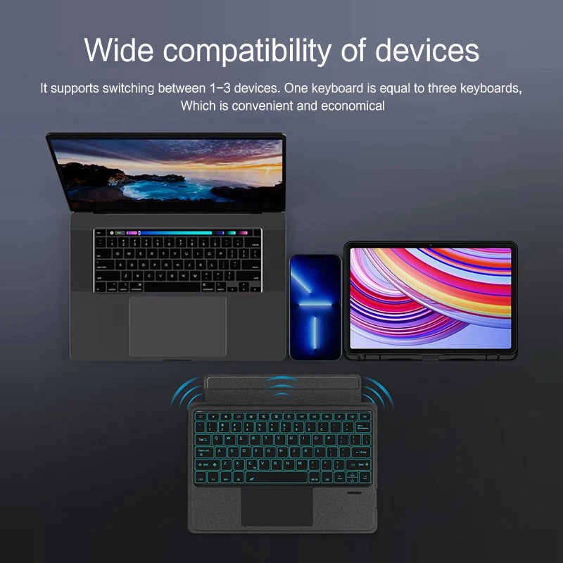 Ajauyu backlight teclado mágico para xiaomi redmi pad pro 12.1 polegada folio caso inteligente português espanhol árabe teclado capa