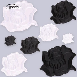 Black And White Flower Iron On Patches For Clothes Embroidered Trimmings Appliques Small Big Diy Kids Sewing Parches Hat Jacket