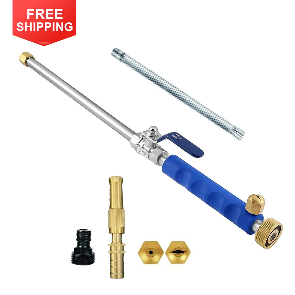 

1 Set Car Washing Water Gun Stainless Steel Long Handle High Pressure Watering Gun Sprayer Cleaning Kit for Garden Plants Car